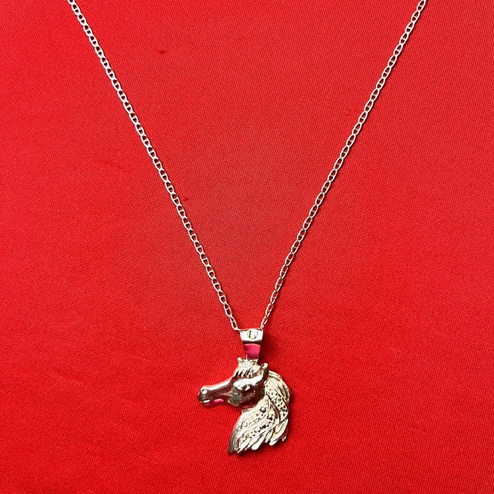 925 strling Silver Horse Pendant Necklace for Kids‎